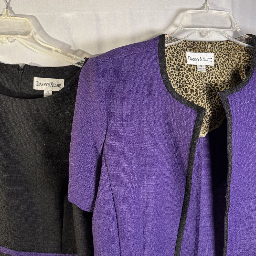 Danny & Nicole Women’s Size 16 Purple Black Dress & Short Sleeve Jacket 2 Piece - Picture 3 of 16